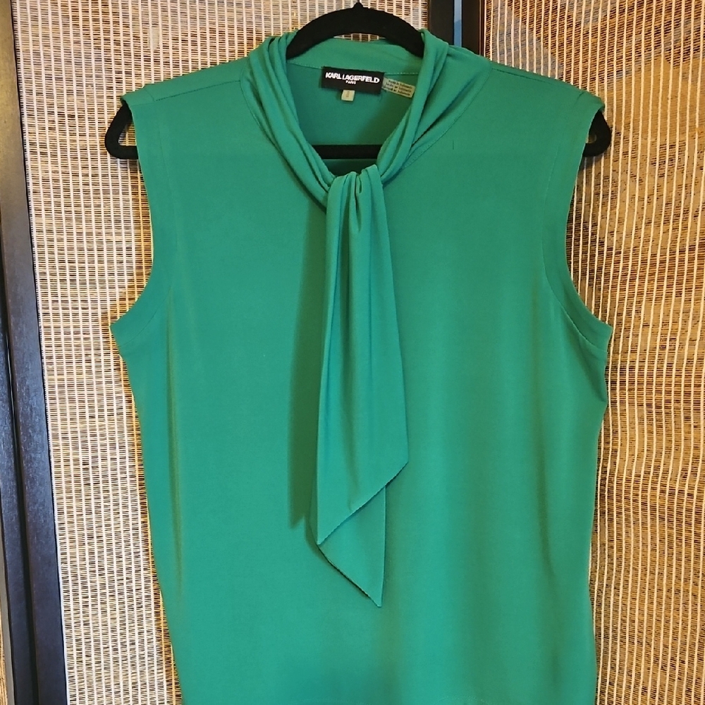 Karl Lagerfeld Vibrant Green Sleeveless Blouse